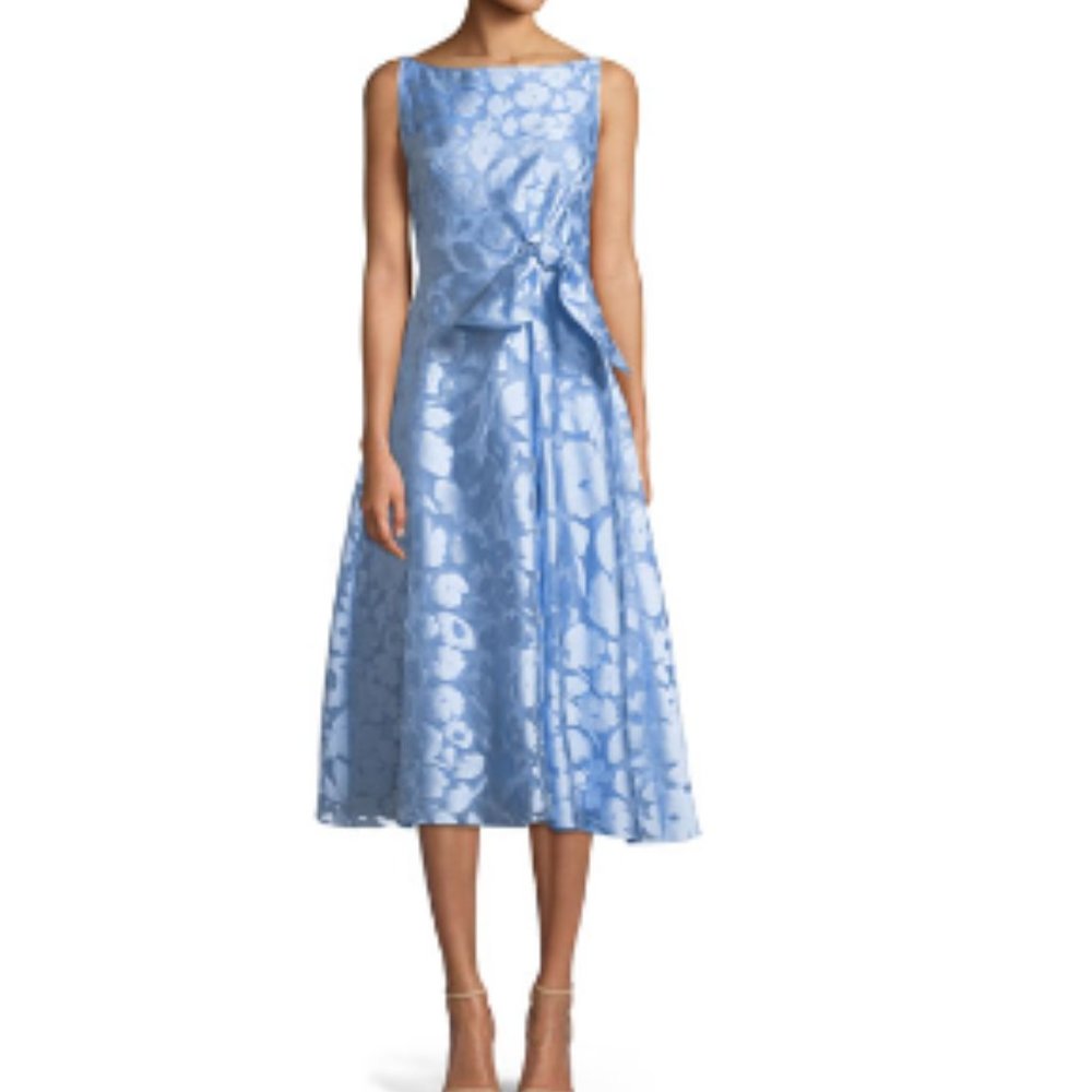 Blue Lela Rose Boat Neck Dress